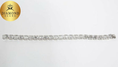 Emerald Cut Diamond White Gold Tennis Bracelet Illusion Set