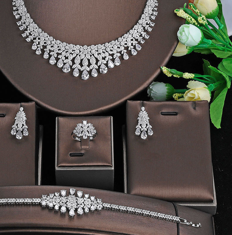 Necklace Earrings Ring and Bracelet Four-Piece Set