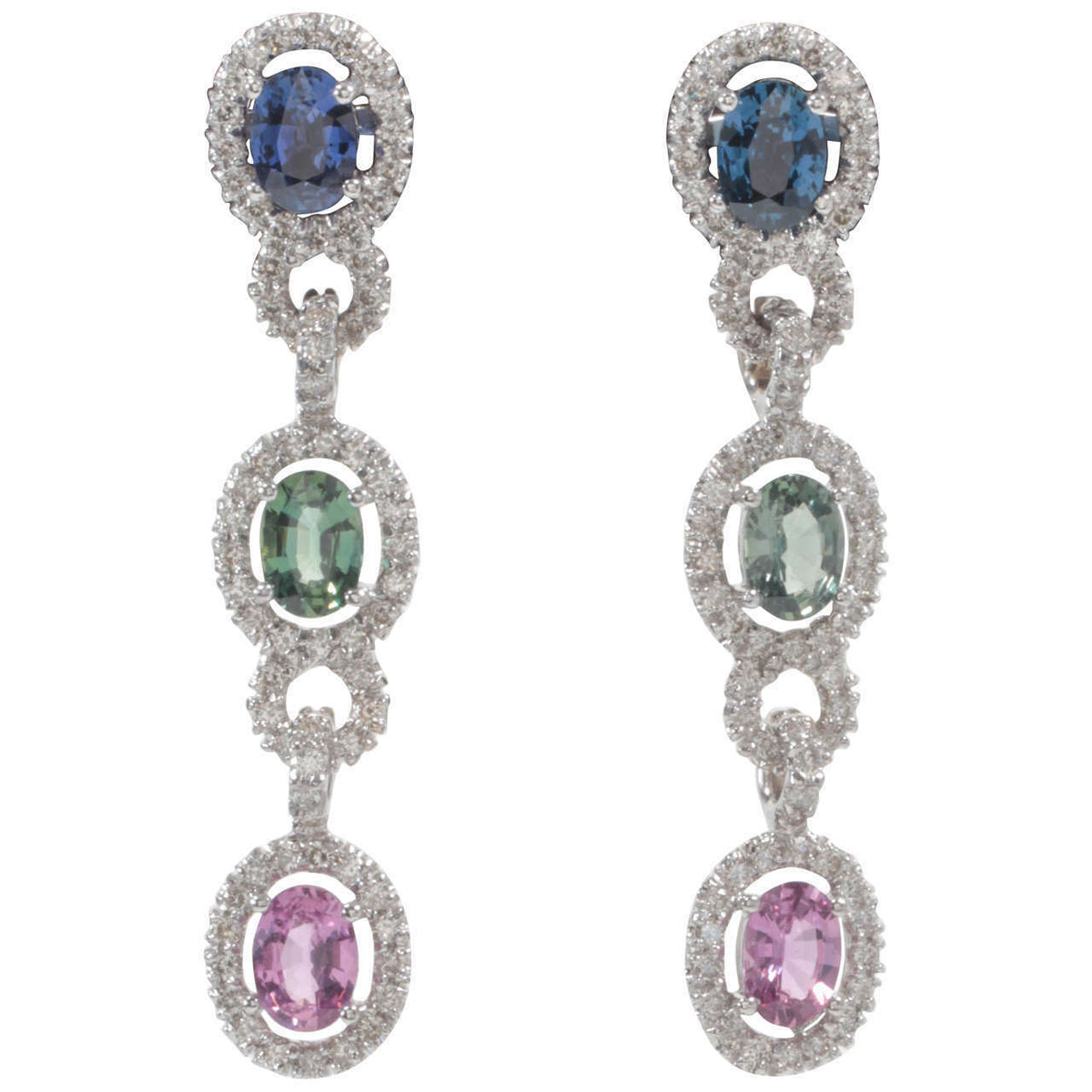 sapphire and diamond earring long dangle