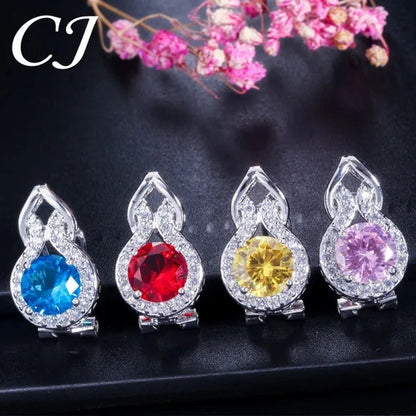 CANDICE Fashion Party Jewelry Set 925 Sterling Silver round Cut Blue Rhinestone