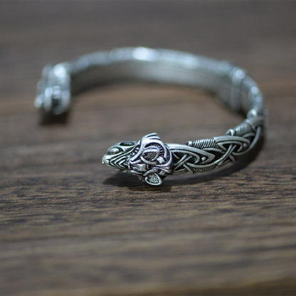 LANGHONG 10Pcs Norse Viking Bracelet and Bangle Wolf Head Bracelet for Men
