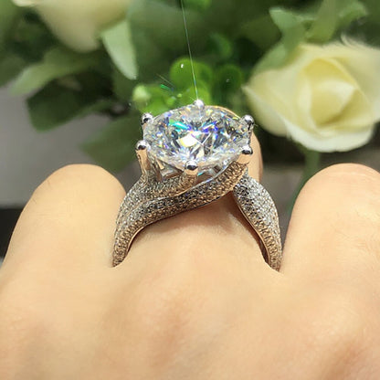 Six Claw D Color 5 Carat Big Moissanite Wedding Ring S925 Silver Plated Pt950