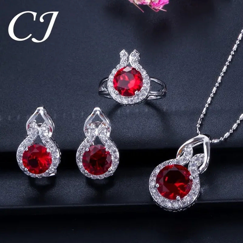 CANDICE Fashion Party Jewelry Set 925 Sterling Silver round Cut Blue Rhinestone