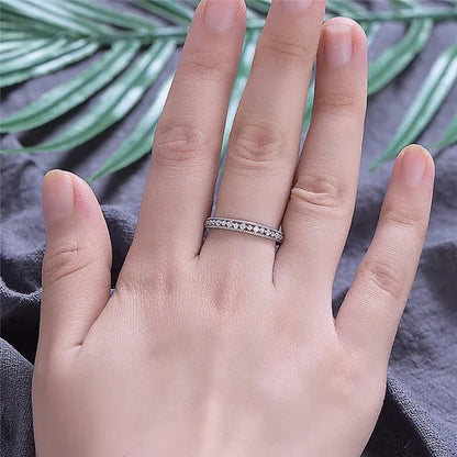 Exquisite 925 Sterling Silver/Black Gold/Gold/Rose Gold Single Ring White Full D
