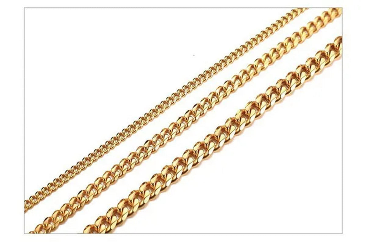 Hot Sale! Men'S Necklace Stainless Steel Cuban Link Chain Silver Gold Color Male