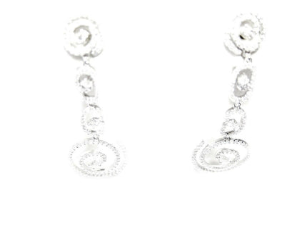 1.95 CT DIAMOND DANGLE ROUND BRILLIANT SHAPE DROP LONG EARRING 18 K WHITE GOLD