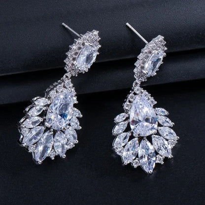 Gloriya Vintage Exquisite Marquise Silver Plated Jewelry Tear Drop Green Tanzani