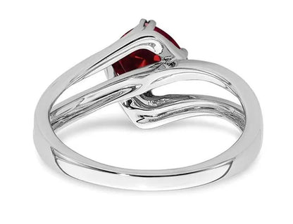 1.25 Carat (Ctw) Lab Created Ruby Ring in 14K White Gold with Accent Diamonds