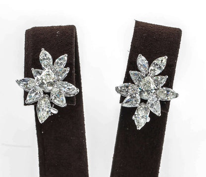 Classic Diamond Platinum Cluster Earrings