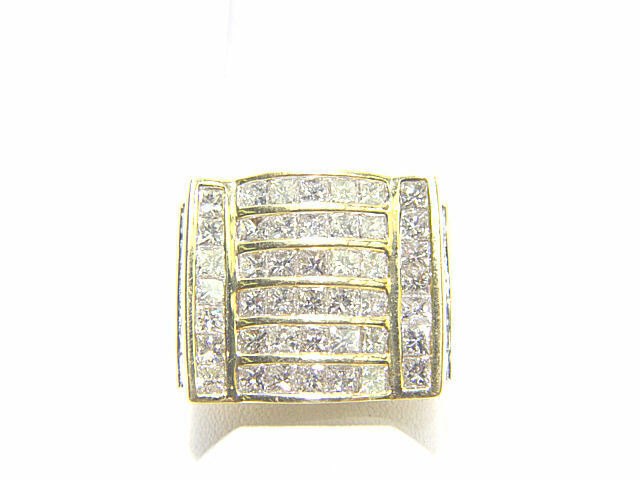 DIAMOND 56 PRINCESS SHAPE DIAMOND CHANNEL SET MENS RING DIAMOND BAND GOLD RING