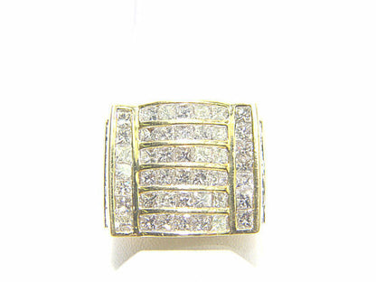 DIAMOND 56 PRINCESS SHAPE DIAMOND CHANNEL SET MENS RING DIAMOND BAND GOLD RING