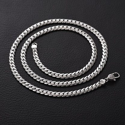 2022 New Solid S925 Silver Jewelry Fashion Retro Personality Flat Chain 5MM