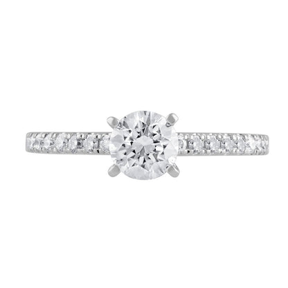 Unique Moments 1 Ct Lab Grown Diamond round Engagement Ring in 14K White Gold (G