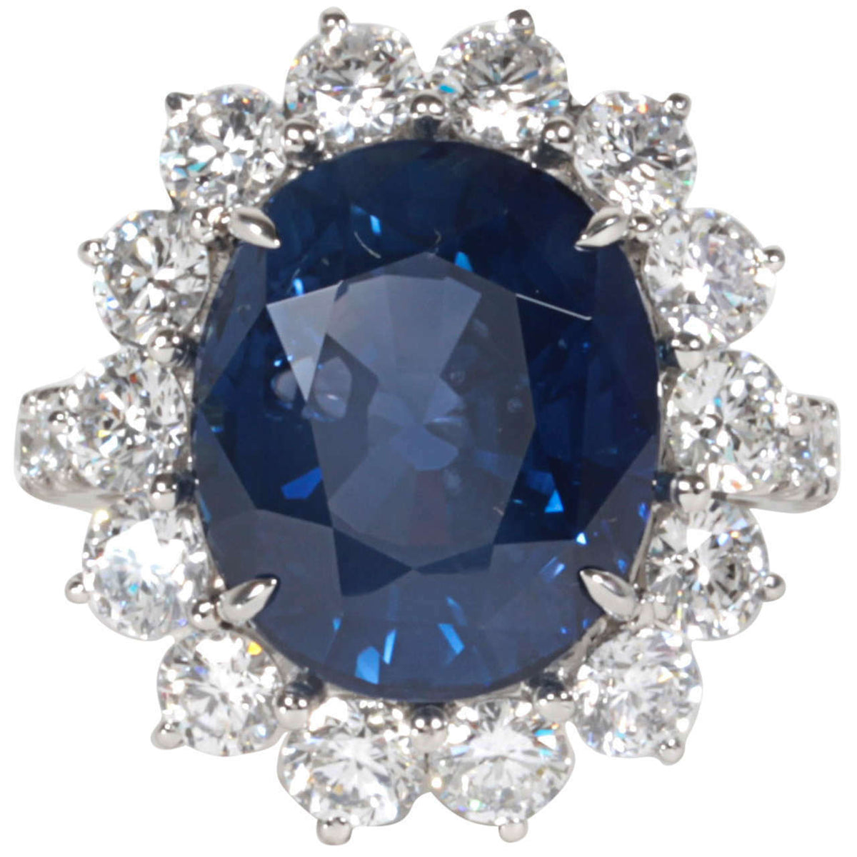 Elegant 11.73 Carat GIA Cert Sapphire Diamond Platinum Ring