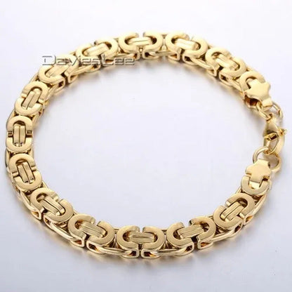 Davieslee Mens Fashion Flat Byzantine Link Silver Tone Stainless Steel Chain Bra