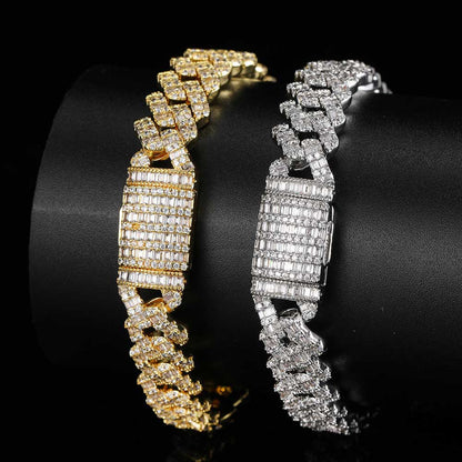 Hip Hop Square Circle Mixed Inlay 10Mm Diamond Cuban Necklace