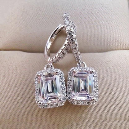 1+1CT 5X7MM Emerald Cut Rectangular Moissanite Earrings Passed the