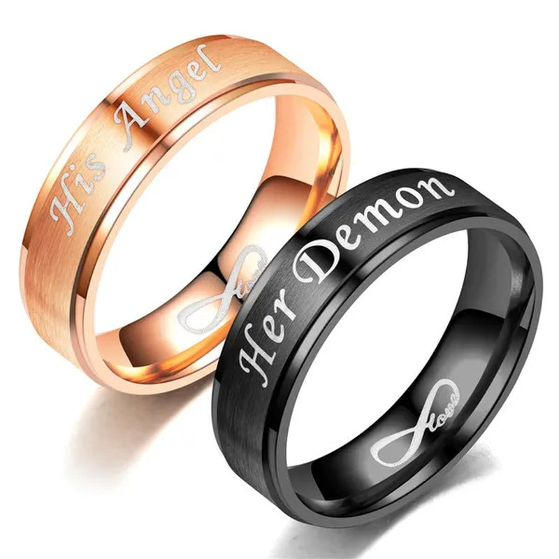 Fashion 'His Angel' 'His Angel' Stainless Steel Couples Ring Wedding Ring Gifts