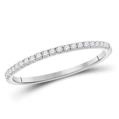 NEW 10K White Gold round Diamond Stackable Band Ring 1/6 Cttw