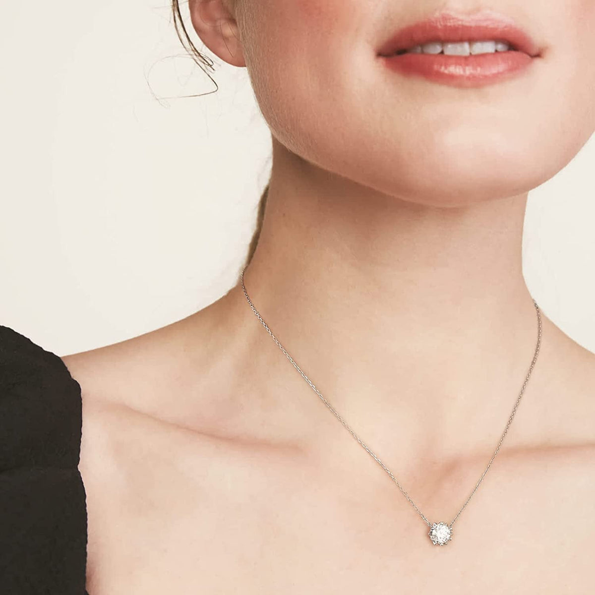 Moissanite Pendant Necklace, 1CT Lab Grown Diamond Stone with VVS1 Clarity D Col