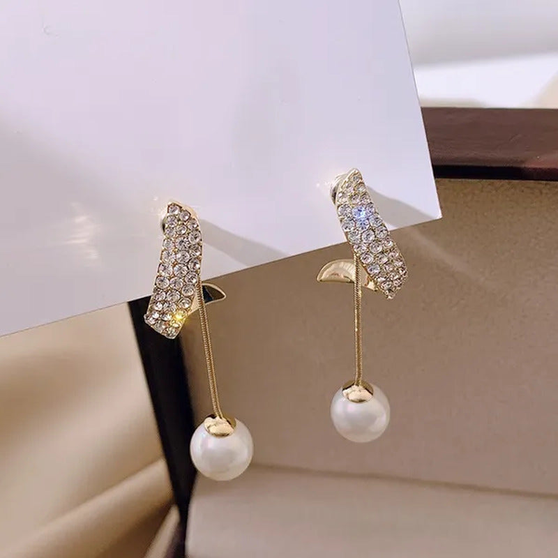 New Trend Elegant Pearl Tassel Long Crystal Earrings for Women Fashion Dangle Ea