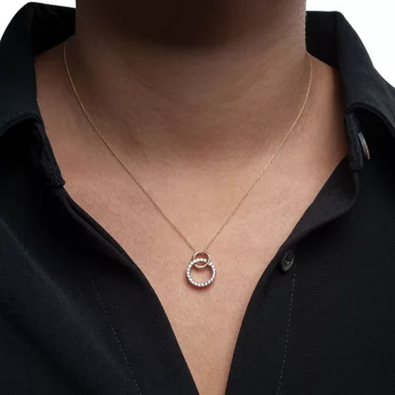 0.25 CT. T.W. Diamond Double Circle Pendant in 14K Yellow Gold (I, I1)