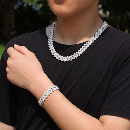 Prong 13Mm Cuban Chain Micro Pave Cubic Zircon Mixed Luxury Bling Bling Full