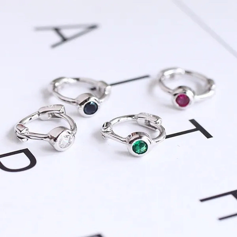 1PC Tiny Color Diamond Hoop Earrings Huggie Hoops Dainty Ear Bone Earrings