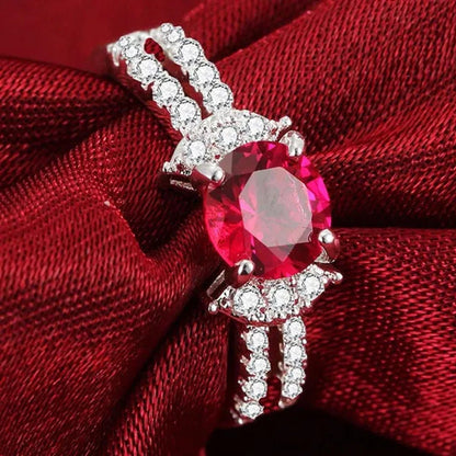 925 Silver Ruby Birthstone Gemstones Engagement Wedding Anniversary Heart Ring