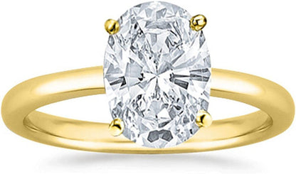 18K White Gold 2 Carat Lab Grown Solitaire Oval Cut Diamond Engagement Ring (2 C