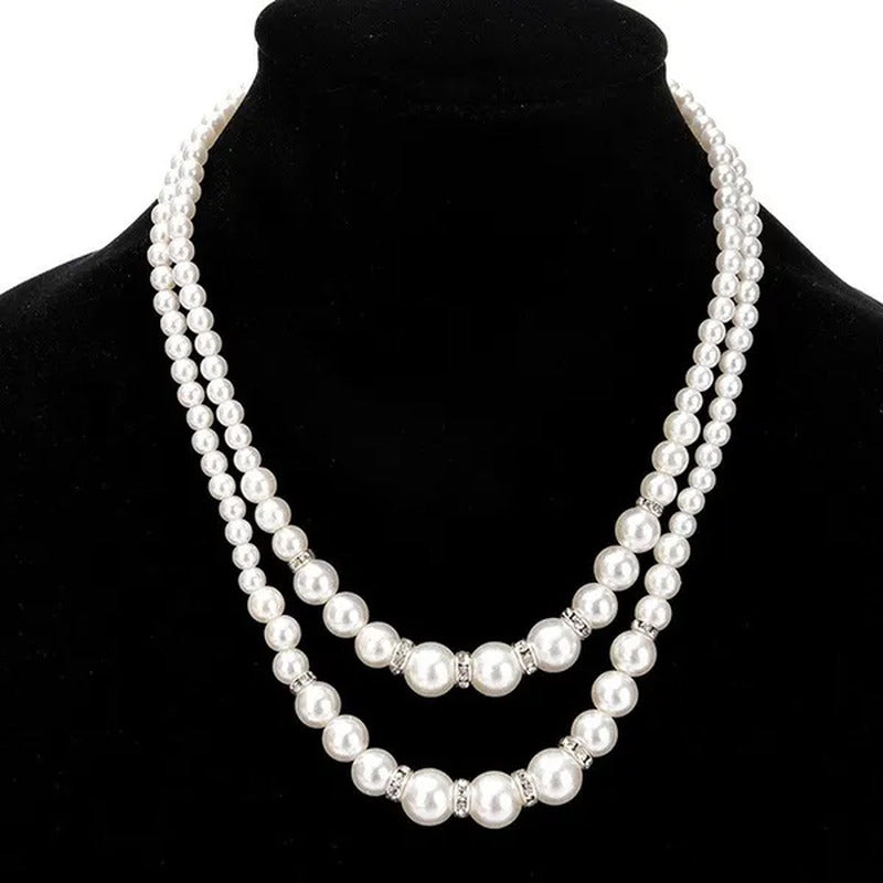 Fashion Double Layer Ladies Pearl Necklace Sister Companion Surprise Gift Ladies