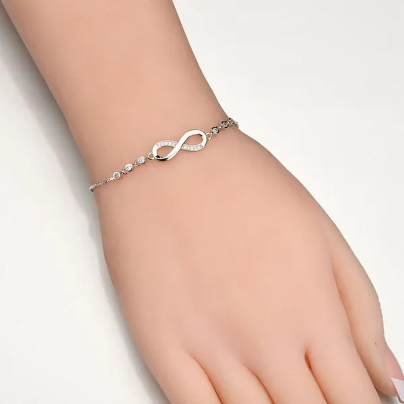 2020 New Arrival 925 Sterling Silver Charm Bracelet Jewelry Infinity Eight Cryst