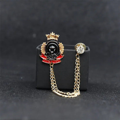 Fashion British Personalized Crown Double Tassel Diamond SHIELD BADGE Brooch