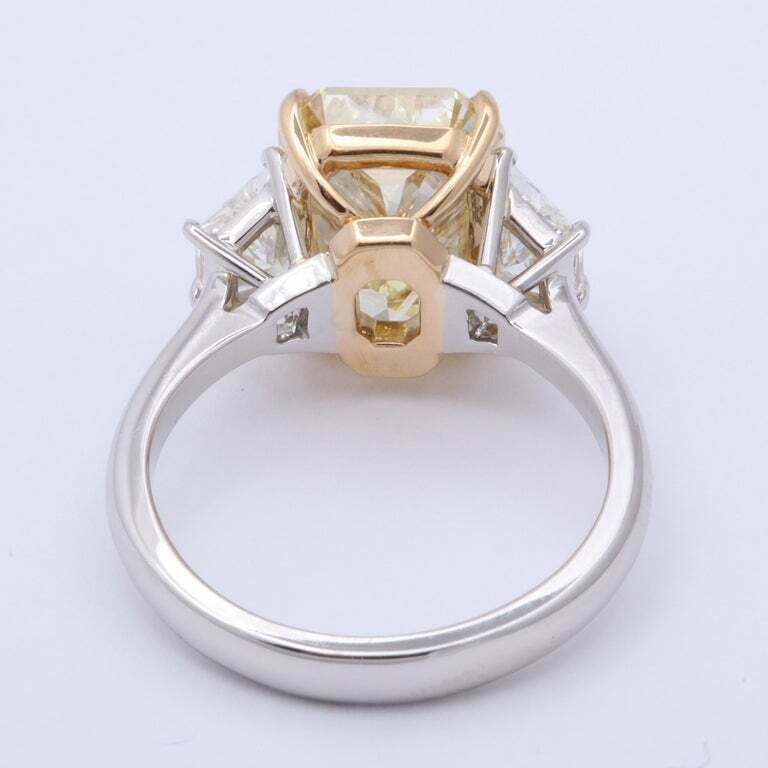 5 Carat Radiant Cut Yellow Diamond Ring GIA Certified