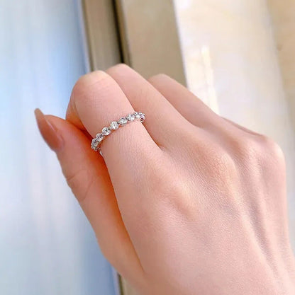 Fashion Bride Jewelry Luxury 925 Sterling Silver Ring Full Eternal Moissanite Di