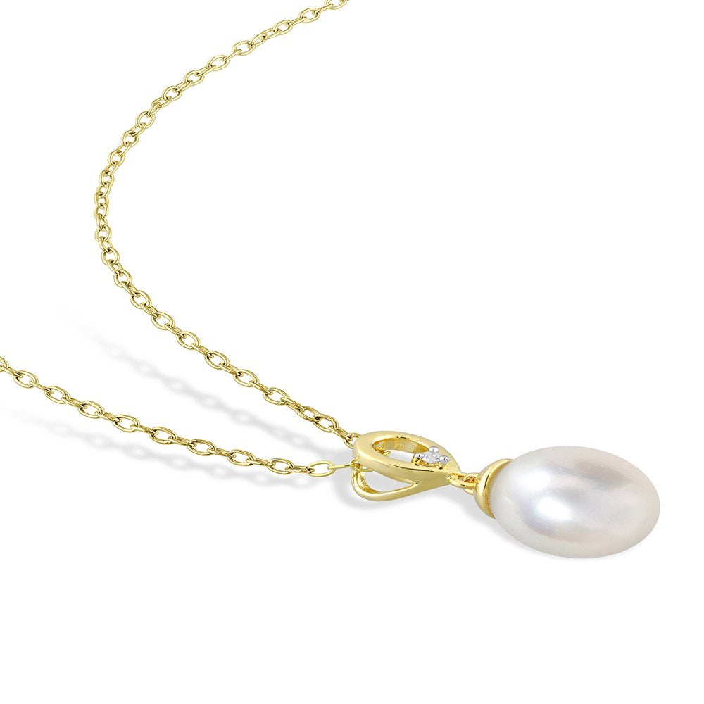 Miabella Women'S 8-9Mm Drop-Shaped South Sea Cultured Freshwater Pearl and 0.015