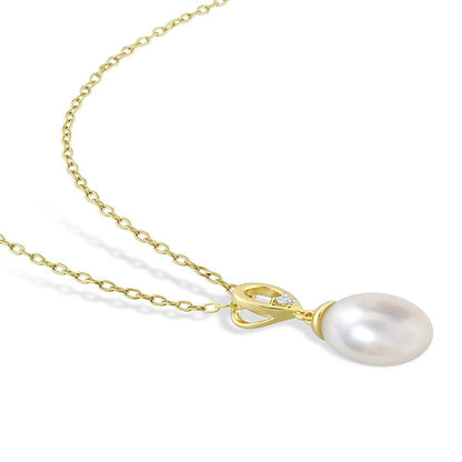 Miabella Women'S 8-9Mm Drop-Shaped South Sea Cultured Freshwater Pearl and 0.015