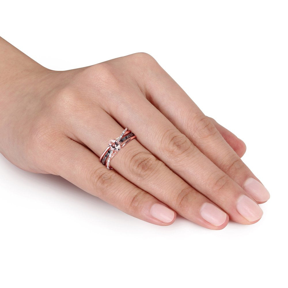 Miabella Women'S 1/2 Carat T.G.W. Oval-Cut Morganite and 1/7 Carat T.W. Round-Cu