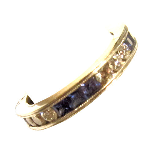 ROUND DIAMOND 12 STONE PRINCESS SAPPHIRE 13 STONE ETERNITY BAND ETERNITY RING