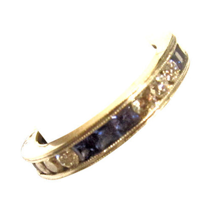ROUND DIAMOND 12 STONE PRINCESS SAPPHIRE 13 STONE ETERNITY BAND ETERNITY RING