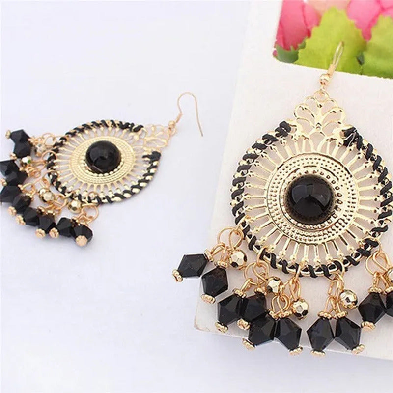 Tassel Wedding Flower Disc Dangle Drop Earrings Fashion Statement Jewelry Ethnic