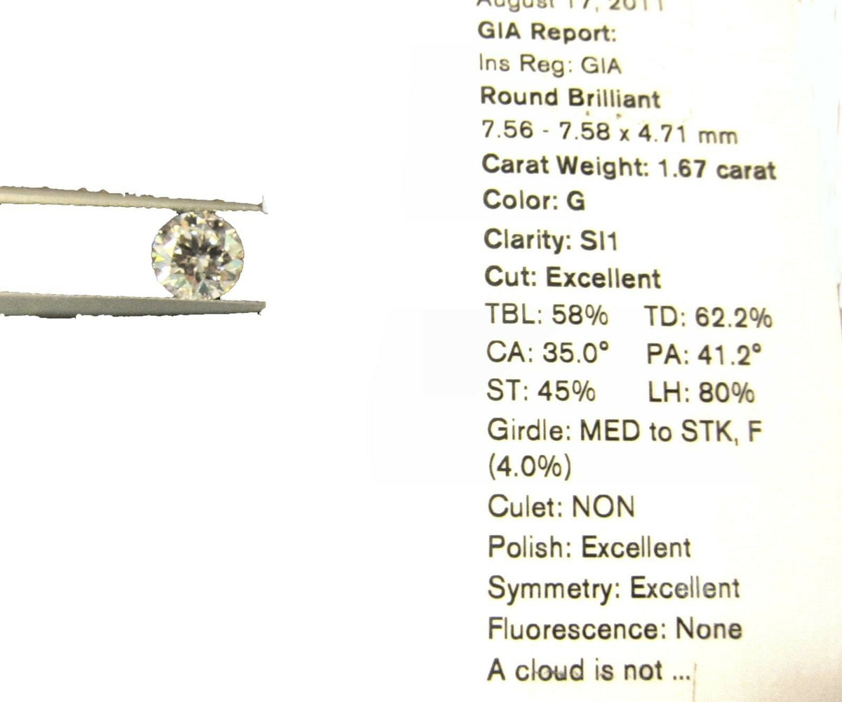 GIA ROUND BRILLIANT DIAMOND G SI1 TRIPLE EXCELLENT LOOSE DIAMOND