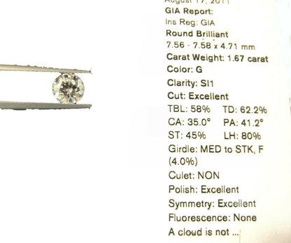 GIA ROUND BRILLIANT DIAMOND G SI1 TRIPLE EXCELLENT LOOSE DIAMOND