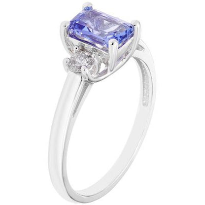 Three Stone Octogonal Tanzanite Ring with .20CT. T.W. Diamond Set in 14K Gold