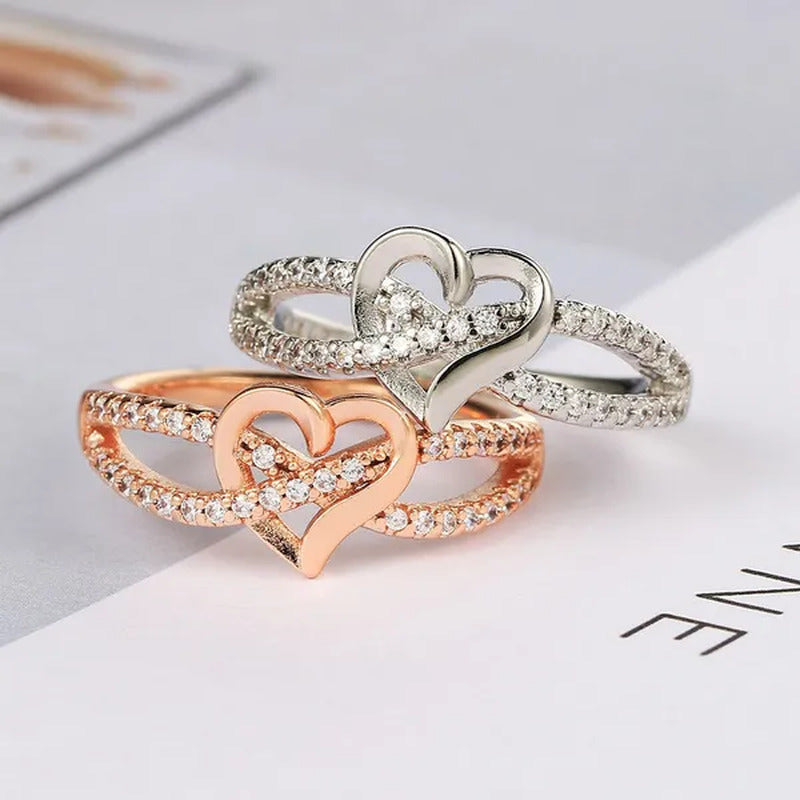 New Infinity Heart Cross Ring Promise Ring Forever Diamond Ring Heart Ring Silve