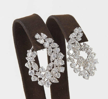 Multi Shape Diamond 9.02 ct f g vs Swirl Earrings Round Pear Marquise 18 k white