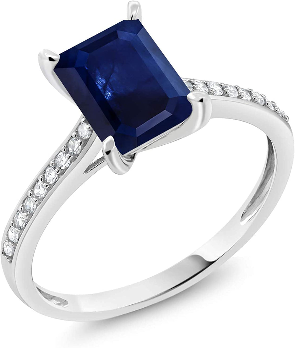 10K White Gold Blue Sapphire and White Diamond Women'S Engagement Ring (1.34 Ctt