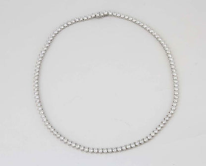 DIAMOND TENNIS NECKLACE 3 PRONG SET ROUND BRILLIANT TENNIS 24.88 CT 18 K GOLD