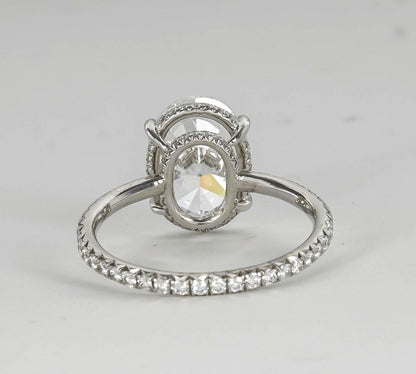GIA OVAL SHAPE D COLOR SI1 CLARITY SET CENTER ROUND DIAMOND HALO ENGAGEMENT RING
