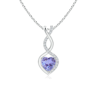 Angara Heart Shaped Natural Tanzanite Infinity Pendant Necklace with Diamonds in